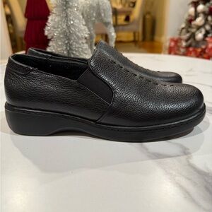 Black Leather Slip-On Men's Shoes